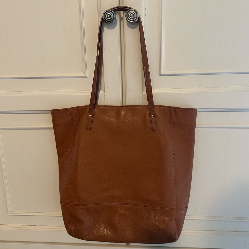Lauren Ralph Lauren Chestnut Pebbled Leather Shoulder Tote Bag - Picture 5 of 15